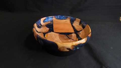 Woodturning: Blue Apple Bowl