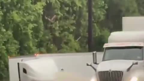 This Video shows moment big rig is swept 😮away by flood waters on freeway in Livingston Texas!