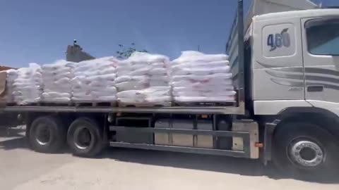 Dozens of humanitarian aid trucks entered Gaza via the Kerem Shalom