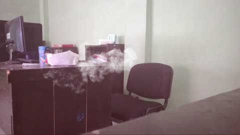 Funny!!! A man appears in the smoke.