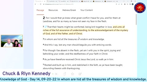 God is Real: 09-20-2022 The Knowledge of God Day 14th - By Pastor Chuck Kennedy