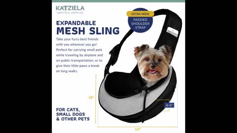 LILYS PET Pet Dog Cat Puppy Sling Carrier,Adjustable Pet Shoulder Bag Sling Carrier with Breath...