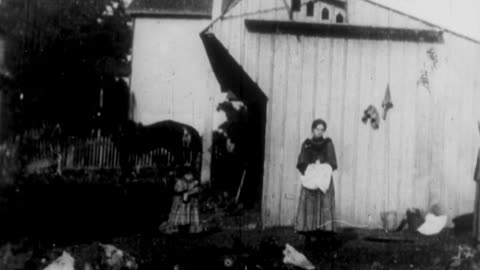 Feeding The Doves (1896 Original Black & White Film)