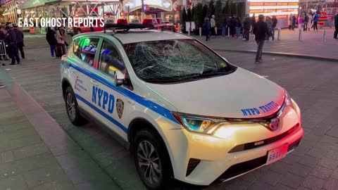 NYPD police car smashed during "Justice For Tyre" protest in NYC
