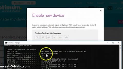 how to ENABLE a new device using your MAC address , on optimum wifi