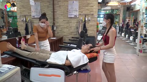 facials, neck and shoulder massage with two beautiful staff in the barbershop