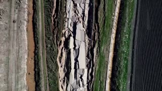 Drone footage shows massive earthquake cracks