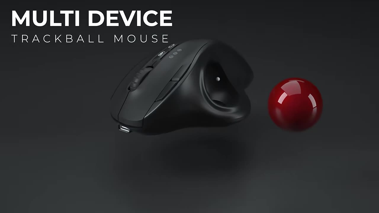 Wireless Trackball Mouse Rechargeable Ergonomic Mouse Easy Thumb Control