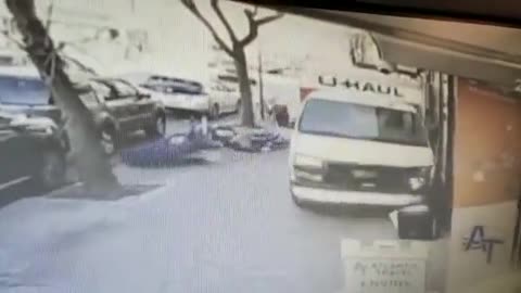 Surveillance footage shows the moment a driver drove a UHAUL truck into pedestrians in Brooklyn