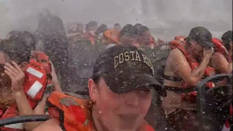 Tourists' Boat Goes Directly Into a Waterfall