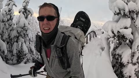 Camping Under the Snow in Survival Shelter