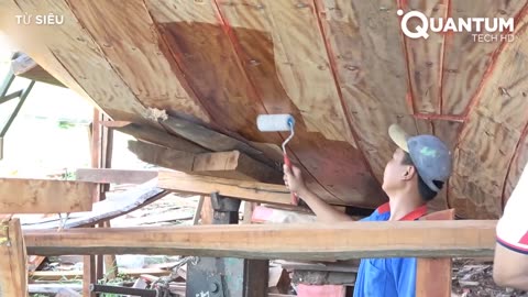 Men Repair Massive Wooden Ship Broken in Half | by @HauCanNgheBien