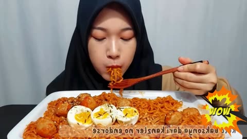 INDULGING IN TWO PACKS OF SAMYANG WITH EGG & MEATBALLS