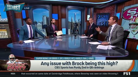 FIRST THING FIRST OVERRATED - Nick Wright reacts to CBS SPORTS has Purdy 2nd in QB rankings