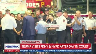 Trump fresh out of court all day delivers Pizza to FDNY