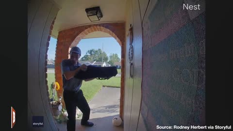 SURPRISE DELIVERY!: Opportunistic Squirrel CATAPULTS Itself Inside Home During Pizza Delivery