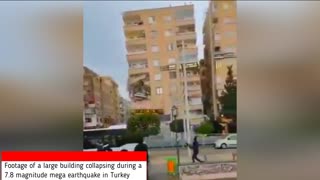 Actual Footage of a large building collapsing during a 7.8 magnitude mega earthquake in Turkey/Syria