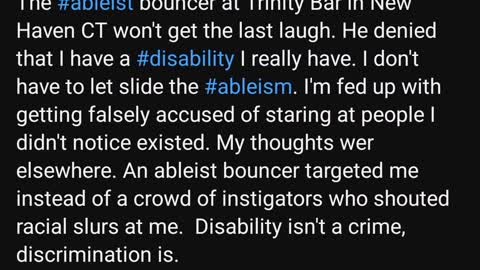 Ableism at Trinity Bar in New Haven, CT