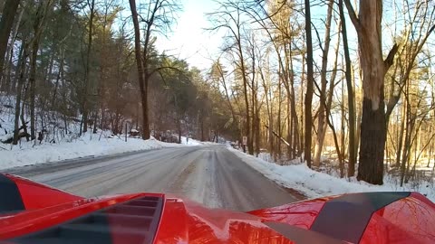 Devil's Lake South Shore Road - A Rutted Snowpack on 2/8/2023.