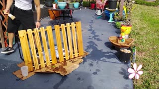 Wood Garden Table from Recycled Material