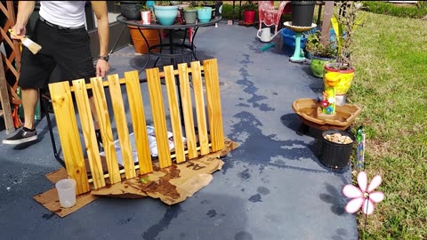 Wood Garden Table from Recycled Material