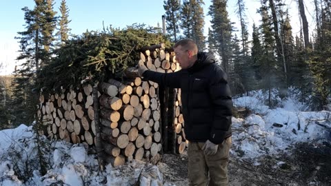 Building & Camping in a Bushcraft Log Cabin in the Alaskan Bush