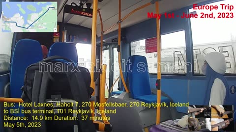 May 5th, 2023 28c Bus Ride from Hotel Laxnes to BSÍ Bus Terminal Reykjavík, Iceland