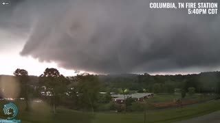 Fire station webcam in Columbia, TN caught what appears to be a tornado
