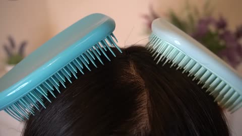 [ASMR] Close-up Hair Brushing with Two Tangle Teezers | Tingly and Relaxation | No Talking