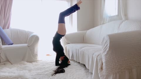 Yoga pose balance gymnastics head standing practice