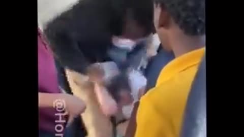 Black Teen Beats The Hell Out of Young WHite Elementary School Girl
