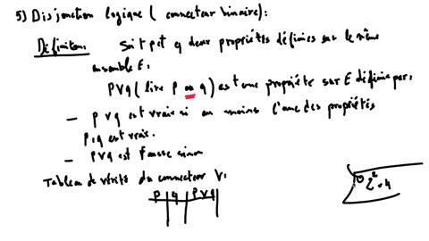 1SM 1 notions de logique 5 disjonction logique connecteur binaire