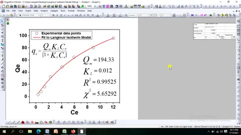 How to fit the Non-linear Curve in the Langmuir Isotherm Model on experimental data via Origin Soft