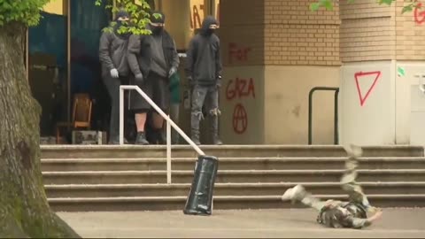 Antifa pushes woman down the stairs at occupied Portland State library for Gaza