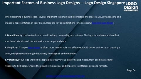 Important Factors of Business Logo Designs — Logo Design Singapore