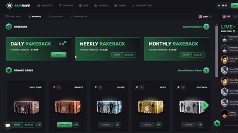 Skinrave NEW Casino - FREE Daily Case, FREE Daily Tickets, FREE TOKENS from the chat RAIN