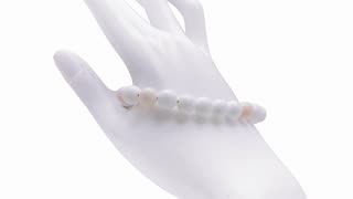 Pink opal smooth beads size 8mm and Tridacna beads handmade bracelet Unique Gifts