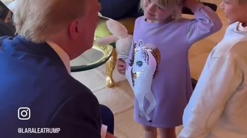 🐰 Trump With His Grandkids Today - Cute White Rabbit!