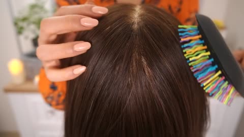 [ASMR] Hair brushing with colorful brush & Scalp Scratching massage | No Talking