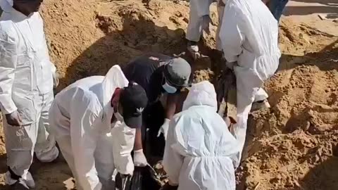 Mass grave containing bodies of 50 Palestinians executed by Israeli forces