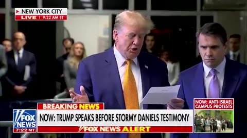 Trump reads quotes from news outlets on what they are saying about the case