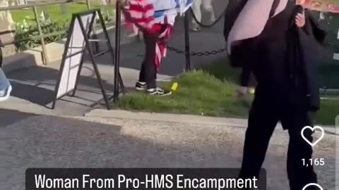 Hamas supporter? Anti-Israel & Anti-American tearing down flags