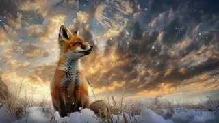 Cozy Baby Fox 🦊 in a Snowy Meadow ❄️ | Asmr Animal Ambience For Sleep 🌙 🦊