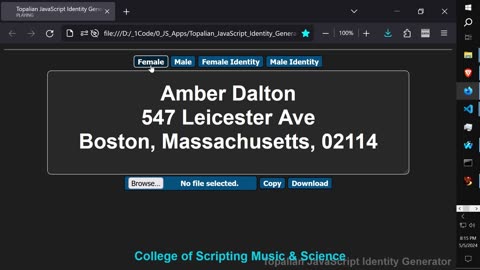 JavaScript Identity Generator Application