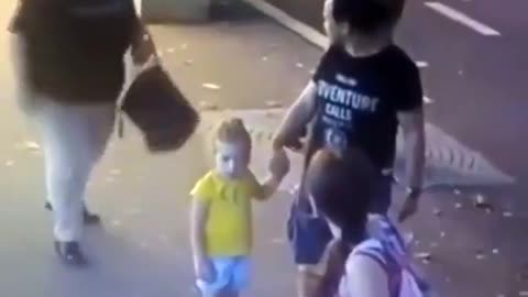 Woman stabs kid then walks away