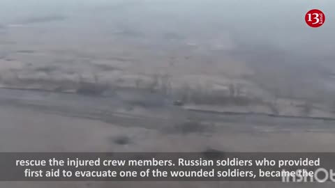Group of Russian soldiers who came to help the wounded on battlefield come under artillery fire