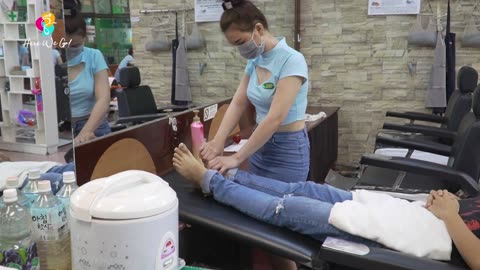(ASMR) Vietnam barber shop massage girls staff with excellent skills #2