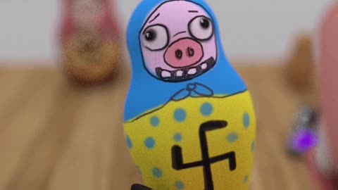 Ukrainian piglet 2 Piglet smashes Russian dolls