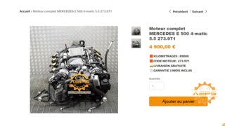 AEPSPIECES.COM - Moteur complet MERCEDES E 500 4-matic 5.5 273.971