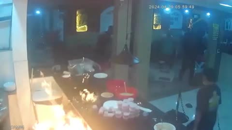 He almost set the restaurant on fire